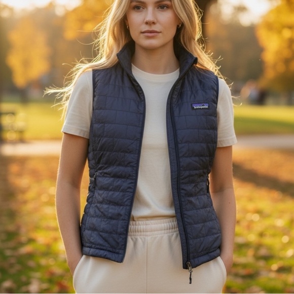 Patagonia Nano Puff Vest Jacket Classic Navy Blue Size Small Women - Picture 10 of 11